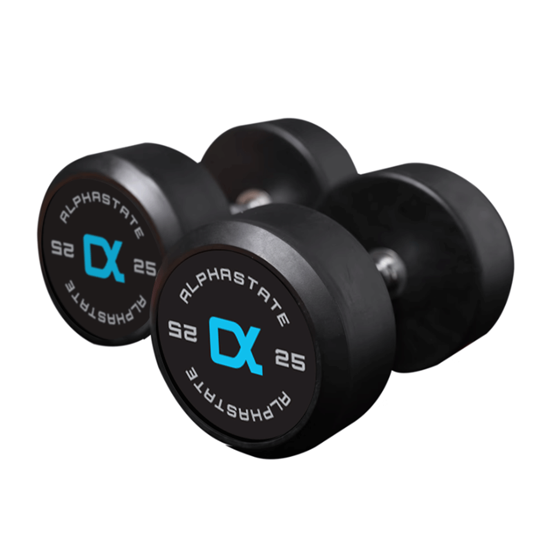 AlphaState Round Rubber Dumbbell Set (32.5-50kg)